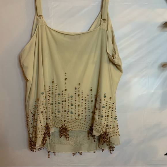 Cream colored Camisole with heavy beading - Picture 3 of 5